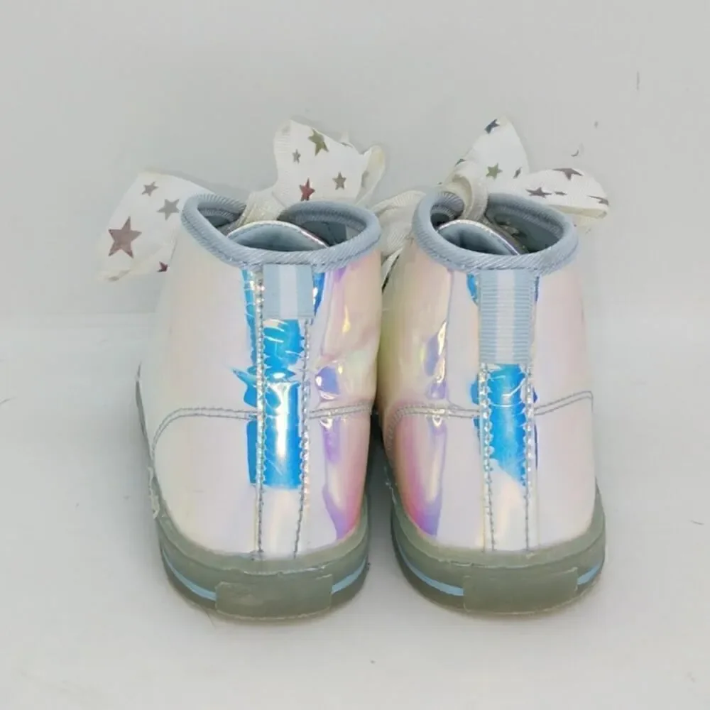 JoJo Siwa Designer Girls Pre-owned Translucent Silver w/Bow Sneakers - sz. 13_4